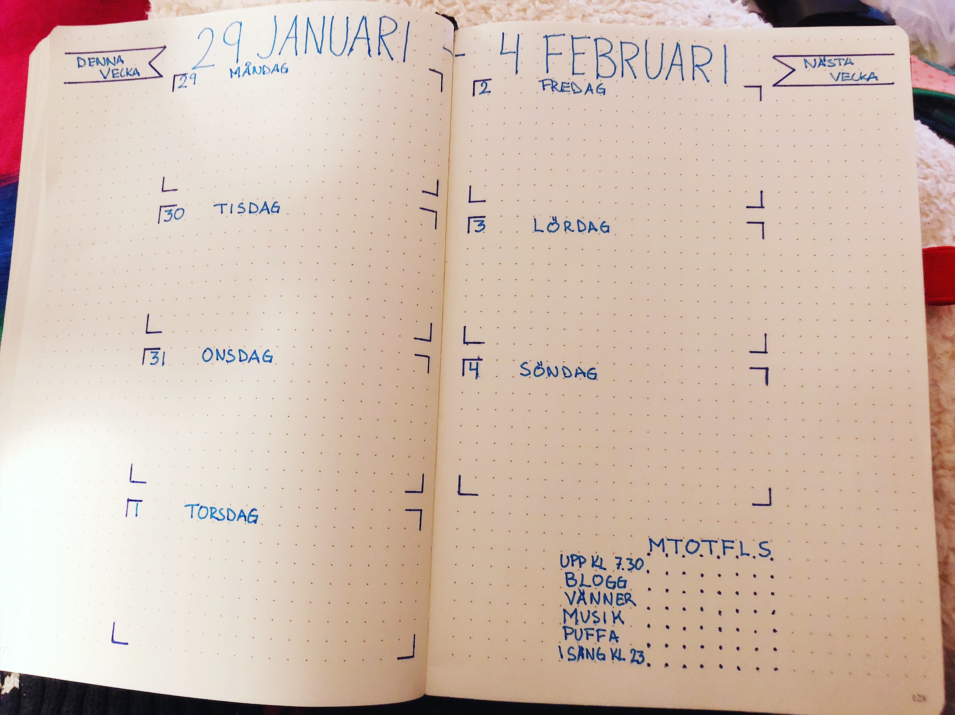 Veckoplanering i min bulletjournal